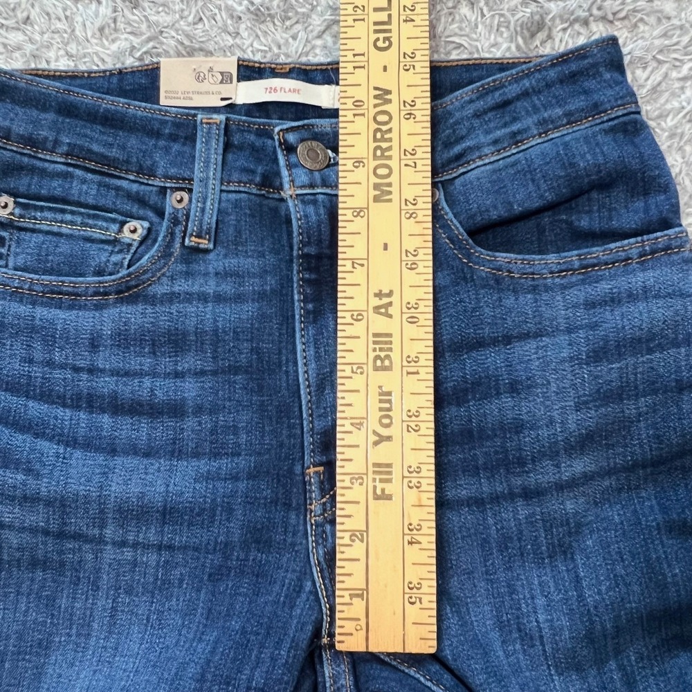 Levi's 726 High Rise Flare Jeans Dark Wash Y2K Bootcut Denim 27x32 *26.5x31.5 - Picture 9 of 14